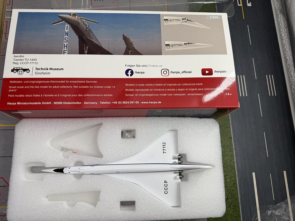 Herpa Wings 1/200 TU-144 Alloy Aircraft Model CCCP 77112 Russian