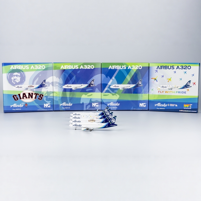Ng1/400 Alaska Airlines A320-200 Alloy Aircraft Model N855Va/N361Va/N642Va