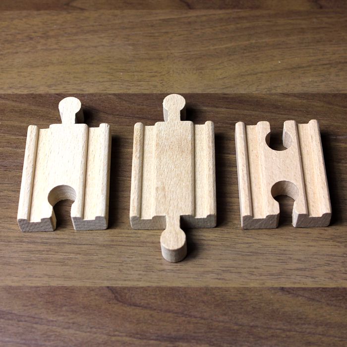 Wooden track Small short track Short straight track three-piece set compatible with BRIO rice rabbit wooden track