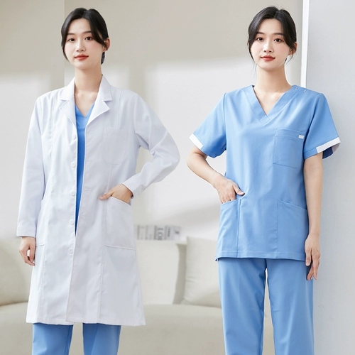 Элитный белый халат, униформа врача, униформа медсестры, для салонов красоты, короткий рукав
