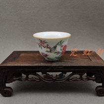 Jingdezhen old factory porcelain green glaze pastel flower and bird tea cup wine glass
