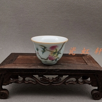 Jingdezhen old factory porcelain green glaze pastel fairy peach tea cup wine glass