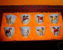 Porcelain from the Jingdezhen Cultural Revolution Factory pastel hand-painted pictures of eight horses horses teacups teacups exquisite collection of cups