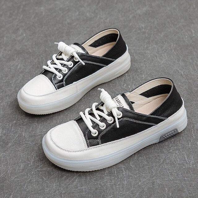 First-Layer Cowhide White Shoes for Women with Soft Soles 2024 Spring and Summer Flats Casual Sneakers Slip-On Breathable Small Leather Shoes