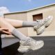Zhou Yutong's Same Style Galaxy Trail Genuine Leather Retro Silver Dad Shoes for Women 2025 Spring New Casual Sneakers