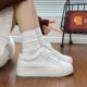 Mowa Same Style Spring Thick-Soled Height-Increasing White Sneakers for Women 2026 New Popular Leather Sports Casual Sneakers