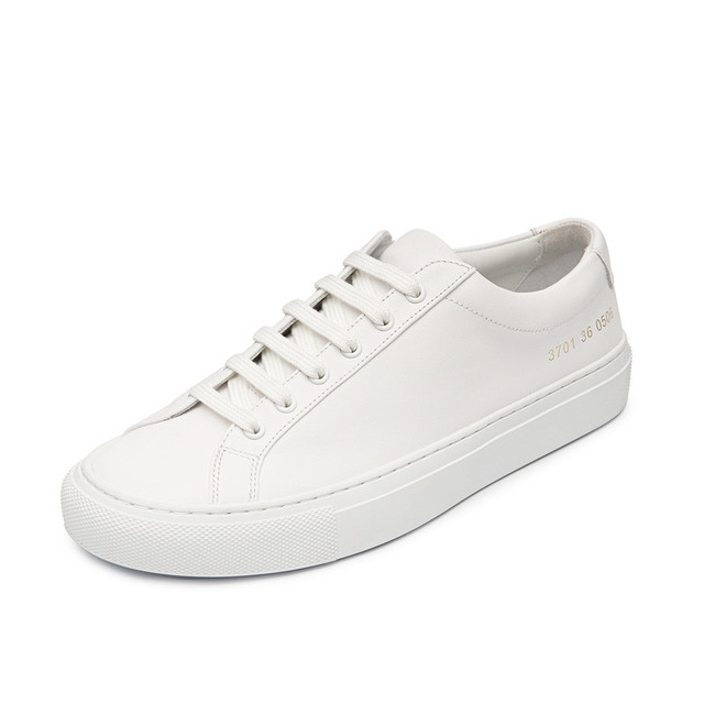 Liu Wen's Same Style White Sneakers for Women, New Genuine Leather Flat-Soled Sports Casual Shoes, White Leather Lace-Up Versatile Sneakers for Women