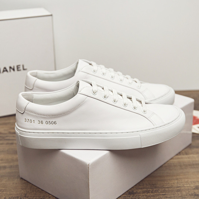 Liu Wen's Same Style White Sneakers for Women, New Genuine Leather Flat-Soled Sports Casual Shoes, White Leather Lace-Up Versatile Sneakers for Women