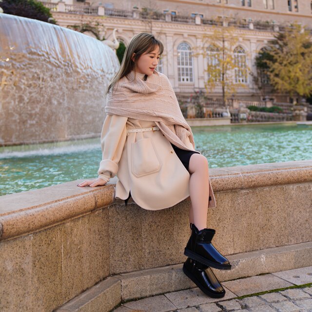 Mowa Snow Boots for Women, Short Boots, New Winter Style, Fleece-Lined and Thickened Cotton Shoes, Stylish and Versatile, Non-Slip Short Boots, Fashionable