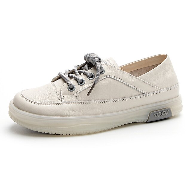 First-Layer Cowhide White Shoes for Women with Soft Soles 2024 Spring and Summer Flats Casual Sneakers Slip-On Breathable Small Leather Shoes
