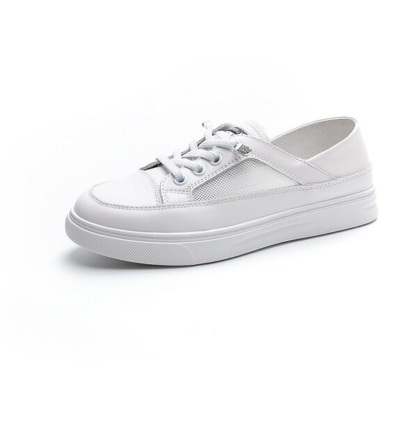 First-Layer Cowhide Breathable White Shoes for Women, Summer 2024 New Style, Dual-Wear Mesh Casual Versatile Slip-On Shoes