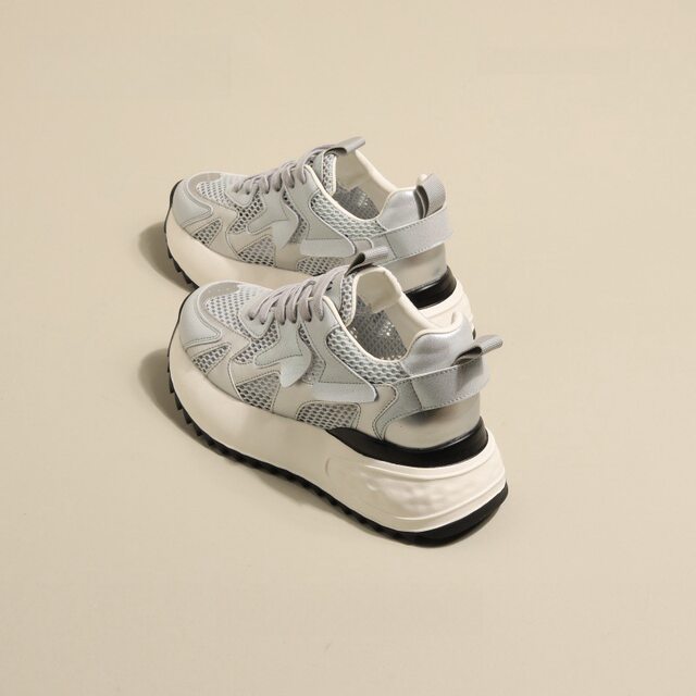 Mesh Thick Sole Inner Height Forrest Gump Shoes Women's 2025 Spring New White Shoes Mesh Shoes Versatile Casual Dad Shoes