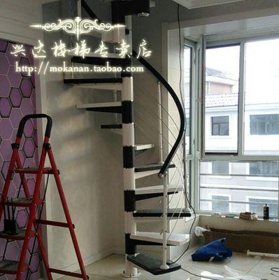 Custom Home Indoor Outdoor Swivel Steel Wood Whole Staircase Duplex Stairway L Type Pedal Guard Rail Small Ladder