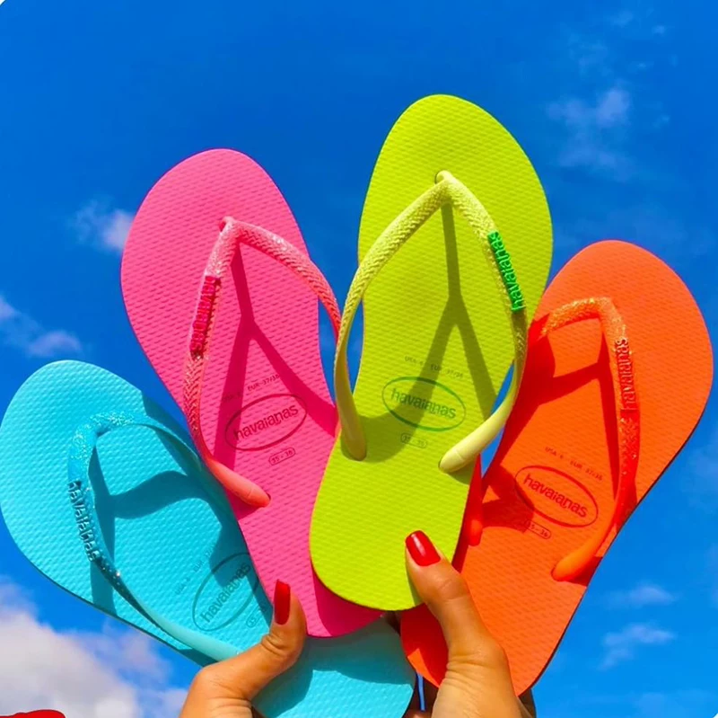 Бразильские слипоны Havaianas с блестками, slim Havana, шлепанцы для женщин, нескользящие тапочки для ванной, сандалии-уголок