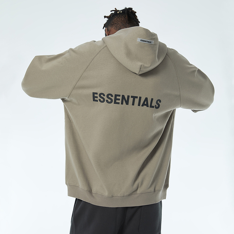 Official Flagship Store Essentials Multi-Line Fog Fleece-Lined Hooded Zip-Up Loose Cardigan Sweatshirt Unisex Jacket