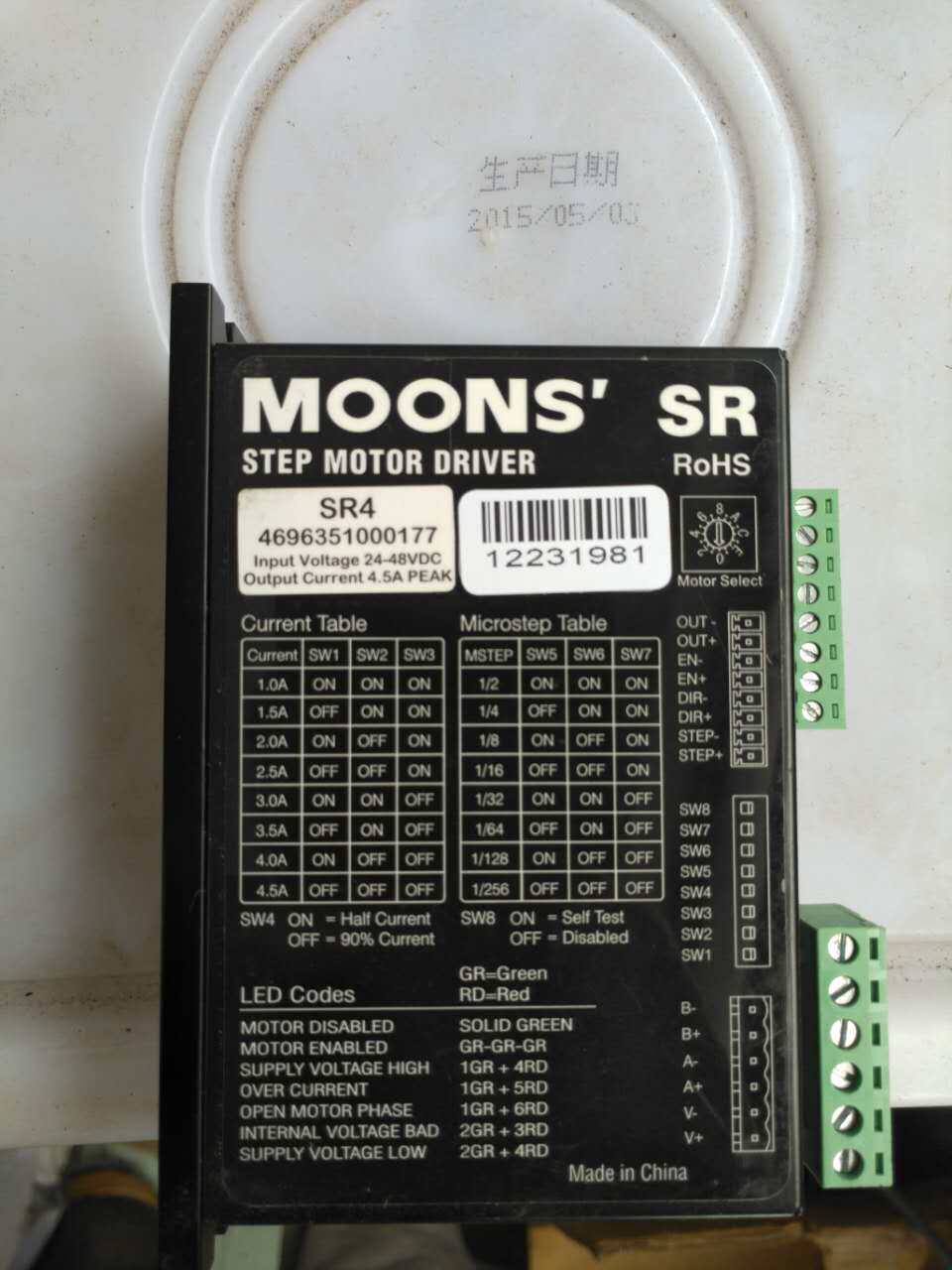 Old MOONS Mingzhi stepper motor driver SR4 second-hand 8-9% new warranty for three months