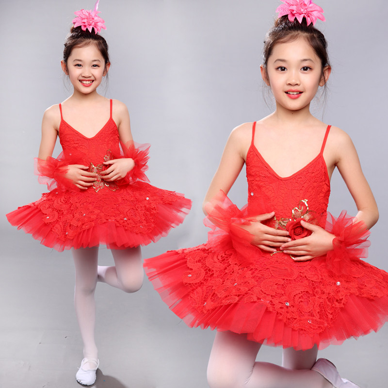 New Autumn Dress Ballet Dresses Children Harnesses Ballet Dancer Skirt Sky Goose Lake Acting Out Children Ballet Fluffy Dress