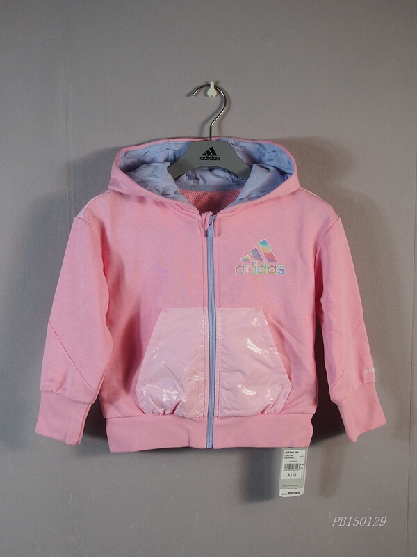 Adidas Girls' Mid-Length Knitted Cotton-Polyester Breathable and Comfortable Pink Open-Front Hooded Casual Jacket Hb4073 Adidas Girls' Mid-Length Knitted Cotton-Polyester Breathable and Comfortable Pink Open-Front Hooded Casual Jacket Hb4073