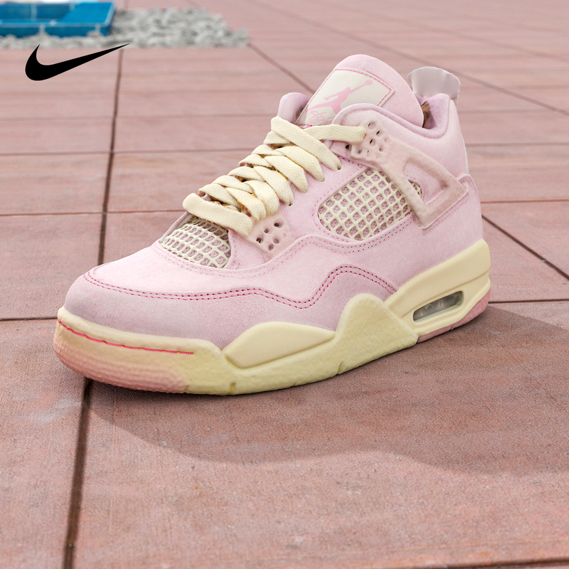Jordan Nike Women's Shoes Aj4 Pink Patchwork Denim Retro Sneakers Replica Casual Shoes Ib6716-600