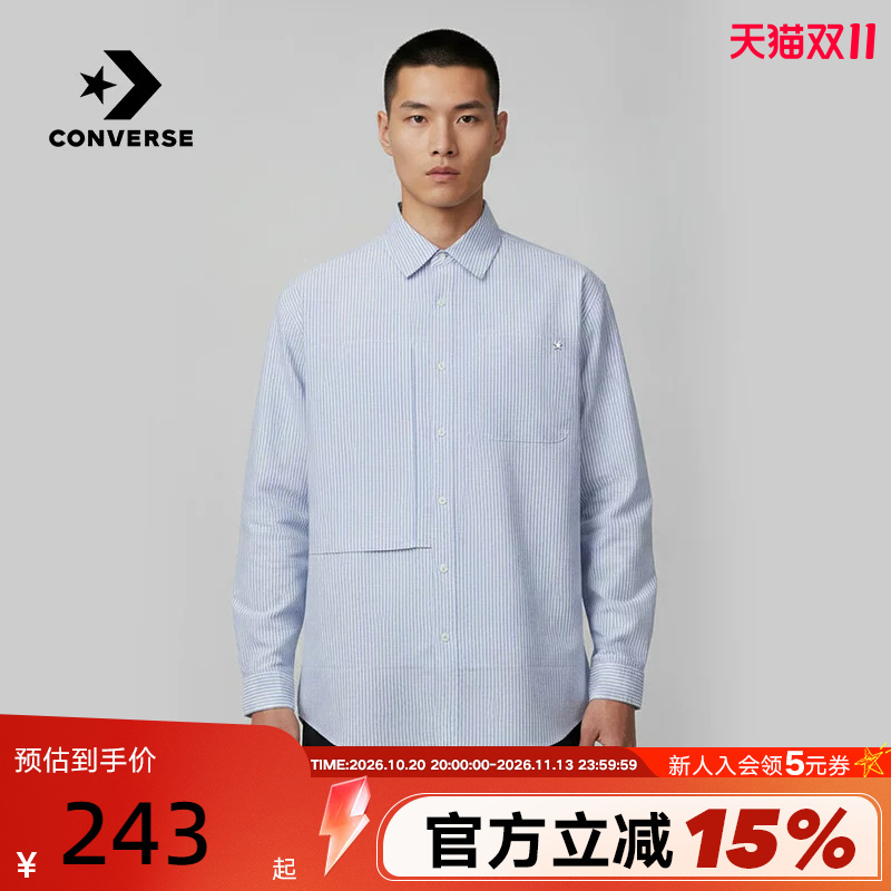 Converse 2026 Autumn Men's and Women's Striped Long-Sleeved Shirt Sports Casual Versatile Jacket Uck061-Bh0 Converse 2026 Autumn Men's and Women's Striped Long-Sleeved Shirt Sports Casual Versatile Jacket Uck061-Bh0