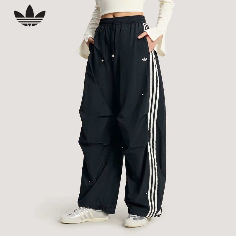 [Same Style as Song Yuqi] Adidas Trefoil Wide-Leg Paratrooper Cargo Pants with Bead Embellishments Ks2865
