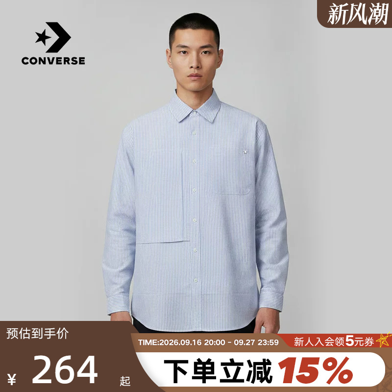 Converse 2026 Autumn Men's and Women's Striped Long-Sleeved Shirt Sports Casual Versatile Jacket Uck061-Bh0 Converse 2026 Autumn Men's and Women's Striped Long-Sleeved Shirt Sports Casual Versatile Jacket Uck061-Bh0