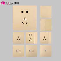 Flying Sculptures Carved Dubai Champagne Gold Walls Concealed single control switch 5 holes 23 plug-in TV Phone Panel