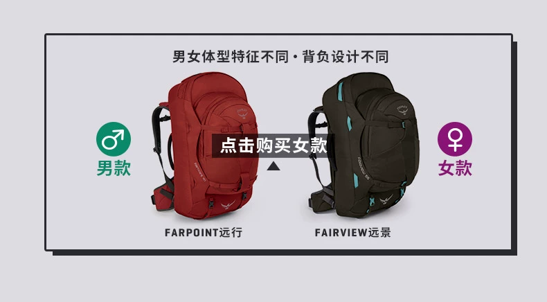 OSPREY FARPOINT Túi du lịch ngoài trời cho nam Du lịch công suất lớn Ba lô Túi du lịch - Ba lô