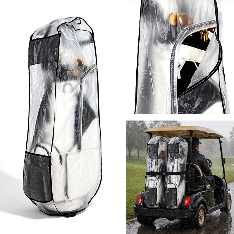 Golf Bag Dustproof and Rainproof Cover, Transparent Waterproof Bag Cover, Universal Foldable Pvc Full-Cover Rain Poncho Golf Bag Dustproof and Rainproof Cover, Transparent Waterproof Bag Cover, Universal Foldable Pvc Full-Cover Rain Poncho