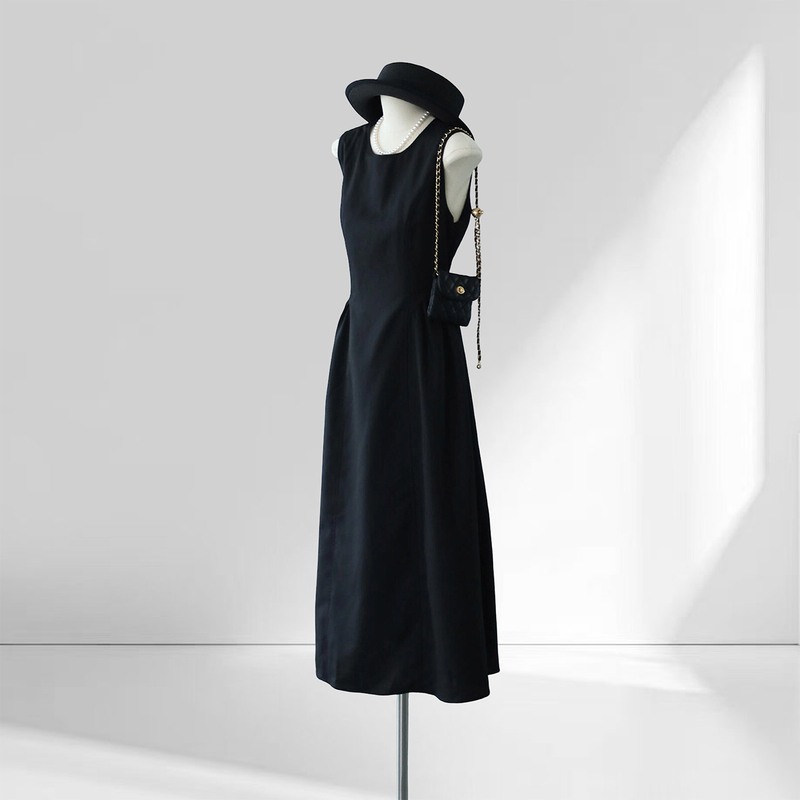 Black Sleeveless Dress for Women 2026 Summer New Style French High-End Style Waist-Slimming Hepburn Style Long Dress