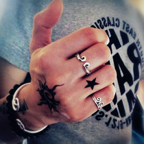 Men and women couples S925 silver curse open male and female ring retro Thai silver Monkey King personality tail ring