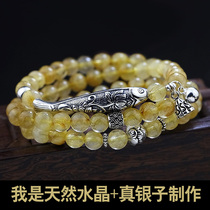 Ancient silver boat Womens crystal gemstone golden hair Crystal S925 anemone multi-layer Lady bracelet bracelet