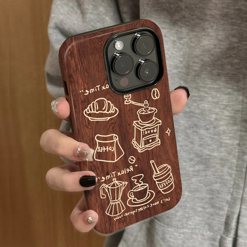 Coffee Croissant Phone Case Suitable for iPhone 17 Pro Max/16 Pro, Film Case for 15 Pro Max, Magnetic 13, Niche 15 Hard Case, 11 High-End Feel, 14/12 Film Two-In-One