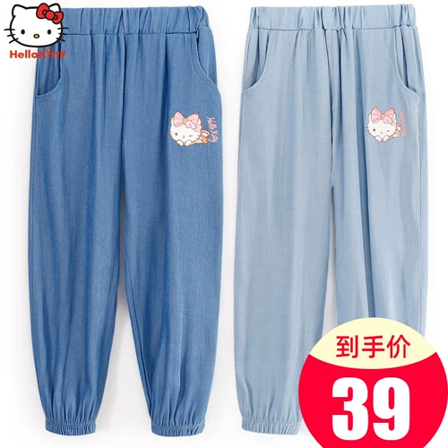 Hello kitty, детские штаны, осенние джинсы, тонкое шелковое средство от комаров