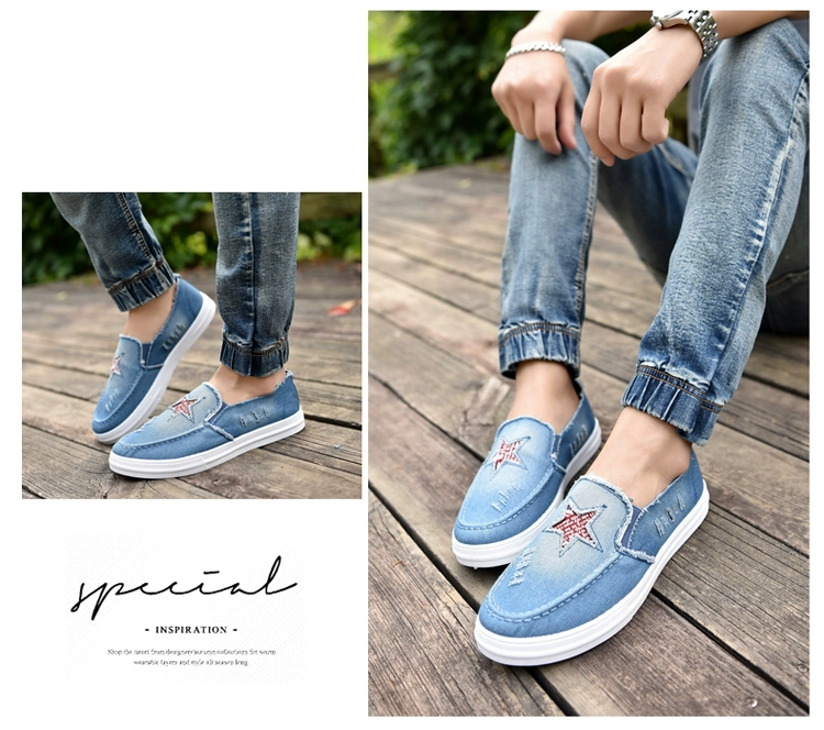 Giày denim Bắc Kinh cũ Giày nam mùa đông Giày thủy triều nam Giày thông thường một bàn đạp giày Giày vải lười nam