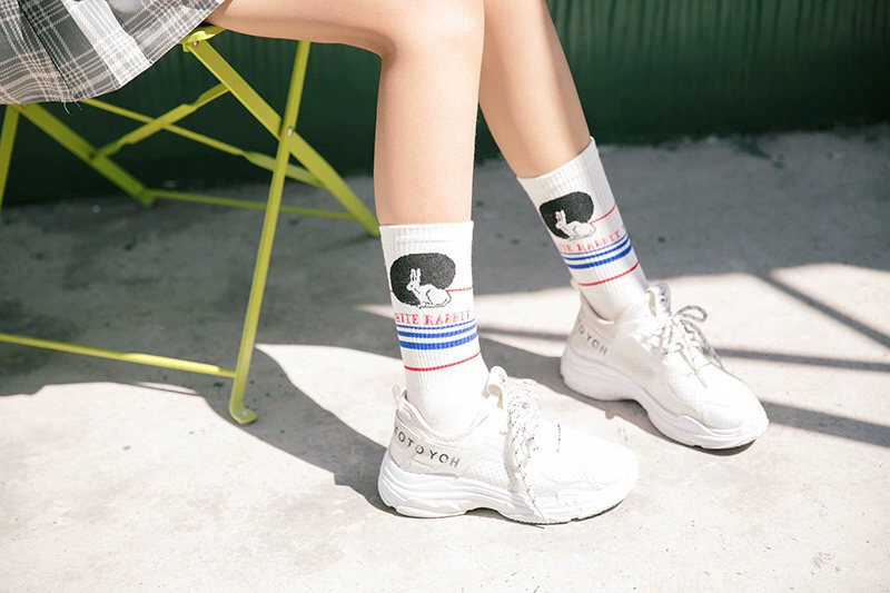 Footbook in phim hoạt hình thỏ trắng Harajuku bông hip hop tất vớ đôi vớ trong vớ nam và nữ vớ