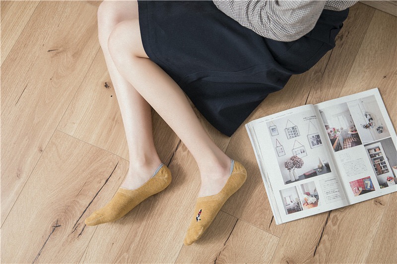 Chú thích Nhật Bản và Hàn Quốc dễ thương mèo thêu phim hoạt hình cô gái vớ vớ sinh viên silicone không trượt vô hình nữ vớ