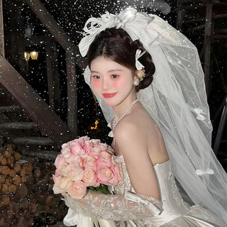 French sweet super fairy bow veil to receive certificate