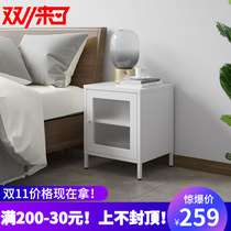 Changhong glass door bedside table mini small small size floor-to-ceiling storage cabinet narrow slit bedroom wrought iron bedside cabinet