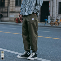 Furnace product 2021 new pants mens solid color work drawstring tie pants loose versatile small feet casual trousers