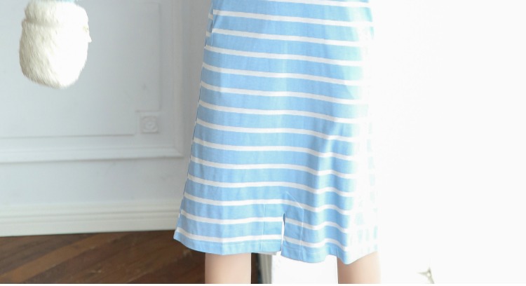 Váy ngủ nữ mùa thu cotton dài tay phiên bản Hàn Quốc của bộ đồ ngủ dài dễ thương tươi mát mùa xuân và mùa thu có thể mặc sọc lỏng dịch vụ tại nhà đồ mặc nhà