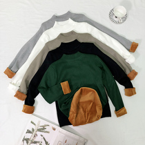 Fall winter Korean version of chic half-height collar plus velvet padded slim net red pullover bottoming shirt sweater sweater jacket female