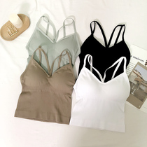 Net red summer sexy inside chest anti-light gathering chest wrap bottom with chest pad beauty back short camisole Vest Women