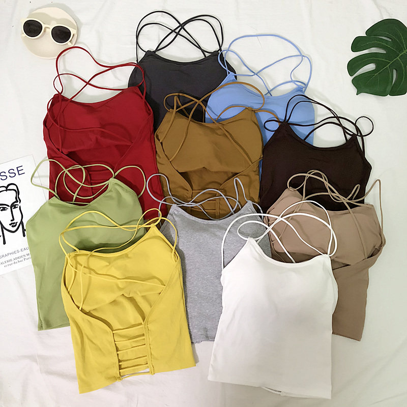 2019 summer new bottoming sexy cross beautiful back camisole casual all-match outer wear sleeveless top women's tide