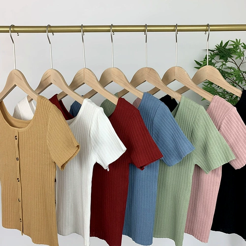 Короткий приталенный трикотажный летний свитер, брендовая футболка, 2020, городской стиль, в корейском стиле, популярно в интернете, короткий рукав