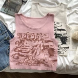 Ретро бюстгальтер-топ, летняя розовая короткая спортивная майка без рукавов, в американском стиле, эффект подтяжки