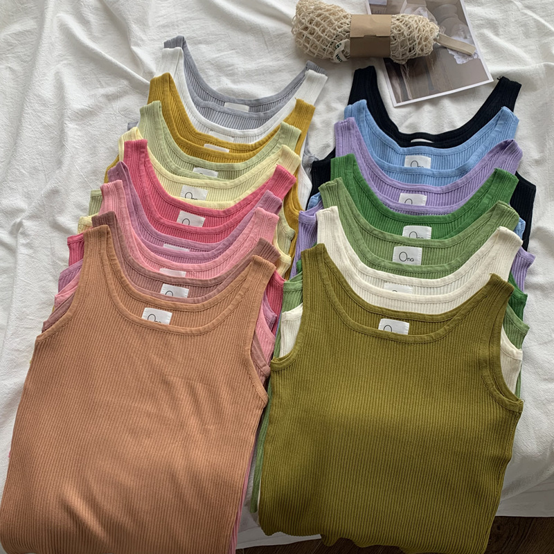 Knitted Vest for Women, New Style for Pairing with Suits, 2023 Popular White Base Camisole, Ice Silk Sleeveless Top That Covers Side Breasts Knitted Vest for Women, New Style for Pairing with Suits, 2023 Popular White Base Camisole, Ice Silk Sleeveless Top That Covers Side Breasts