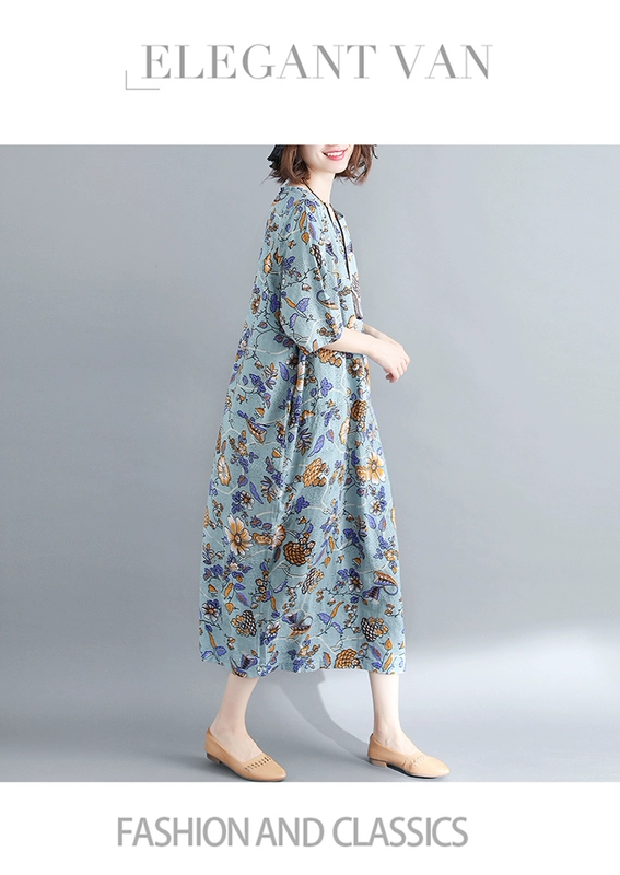 Mùa hè 2018 phiên bản Hàn Quốc mới của phong cách retro chất béo quốc gia MM rộng kích thước lớn của phụ nữ cotton và vải lanh dài mẫu quần baggy nữ đẹp