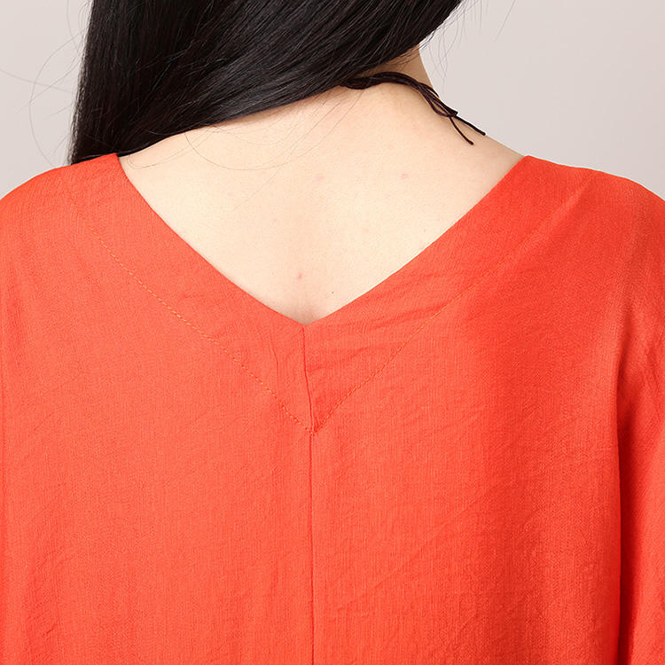 Mùa hè 2019 mới của phụ nữ Hàn Quốc rộng kích thước lớn cotton ngắn tay và vải lanh màu áo choàng lanh màu váy dài váy - Váy dài dam maxi di bien
