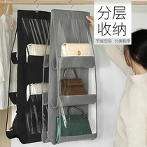 Bag storage hanging bag Transparent wall hanging fabric dustproof household wardrobe clothes kitchen storage bag Dormitory storage artifact